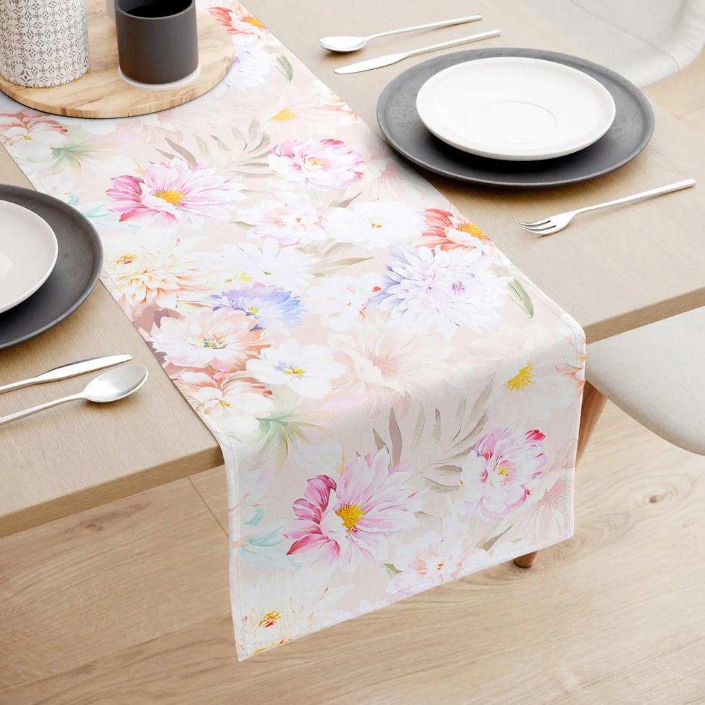 Goldea napron de masă 100% bumbac deluxe - flori sălbatice 35x140 cm