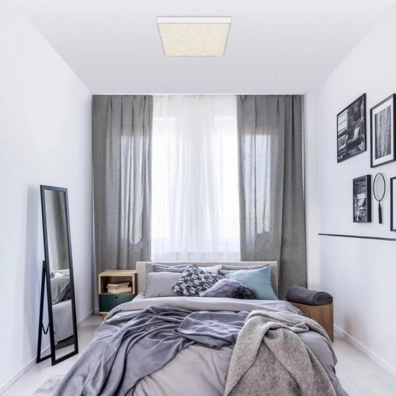 Plafoniera LED alb cu efect starlight STAR SKY 28x28cm