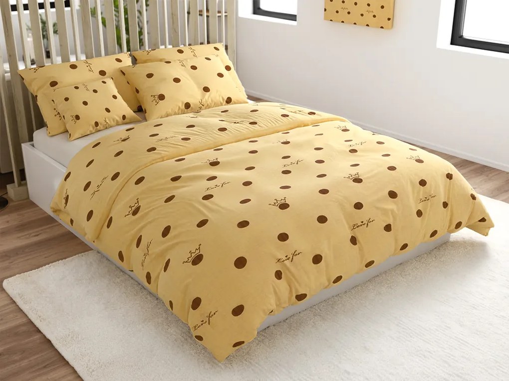 Lenjerie de pat creponata LOVE FOR crem Dimensiune lenjerie de pat: 70 x 90 cm | 140 x 200 cm