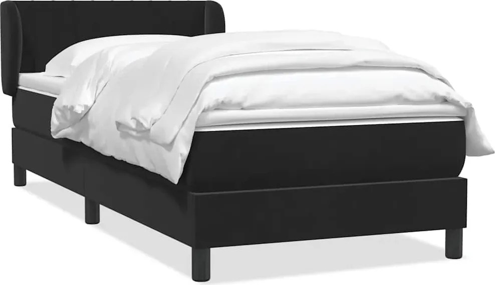 vidaXL Pat box spring cu saltea, negru, 80x220 cm, catifea