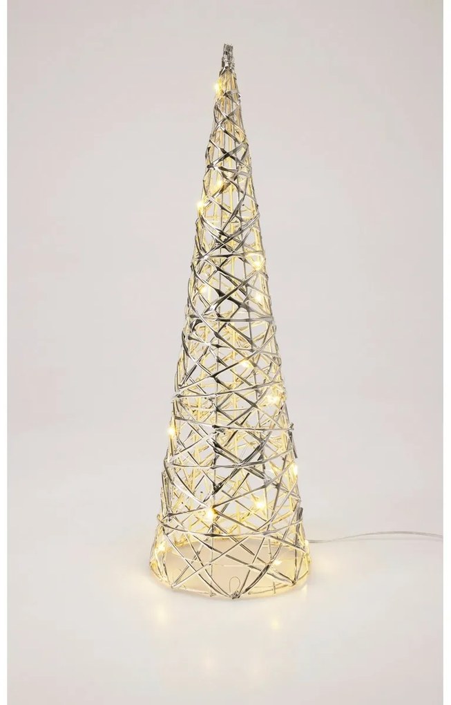 Conul luminos de Crăciun Silver, 60 x 16 cm, 30micro LED, cu baterii