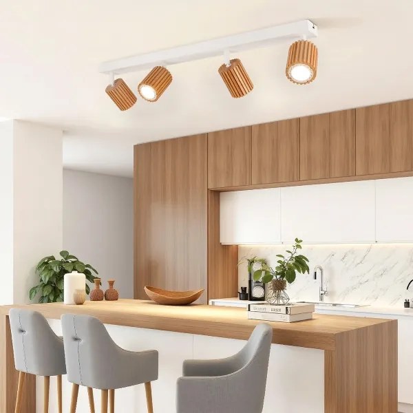 Brilagi - Lampă cu spoturi MODERN WOOD 4xGU10/8W/230V lemn/alb