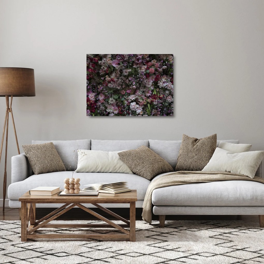 Tablou pe sticlă - Perete de flori (70x50 cm)