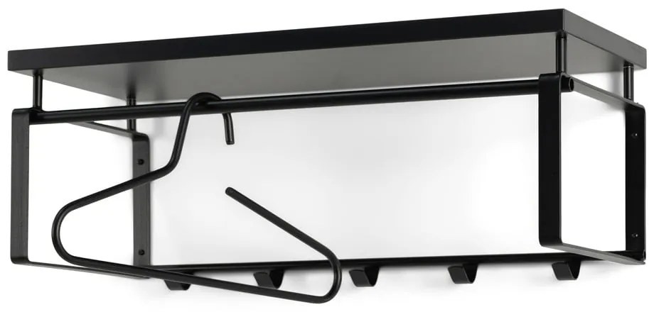 Cuier de perete negru cu raft din metal 70 cm Rex – Spinder Design