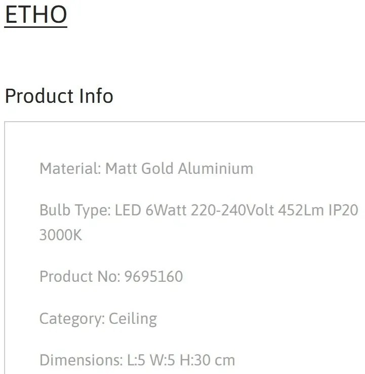 Spot LED aplicat design modern ETHO auriu, NVL-9695160