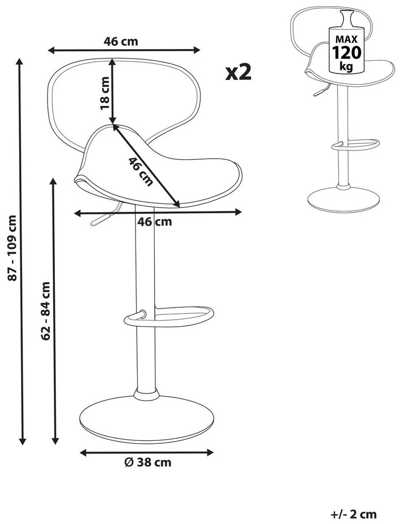 Set scaune tip bar 2buc. Conay (gri). 1010043