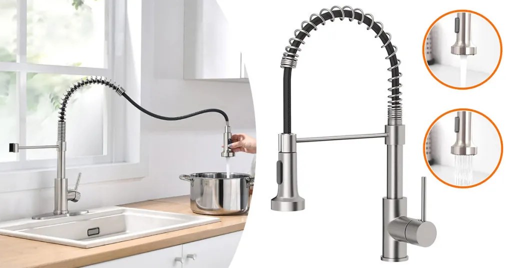 Baterie pentru chiuveta cu teava flexibila si cap de dus detasabil