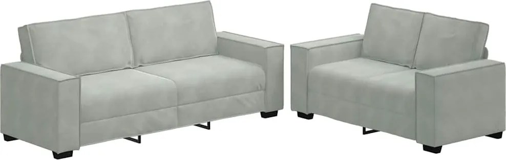 vidaXL Set de canapele cu perne, 2 piese, gri deschis, catifea