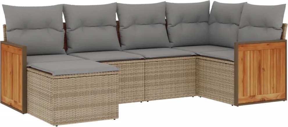 vidaXL Set canapele de grădină cu perne, 6 piese, bej, poliratan