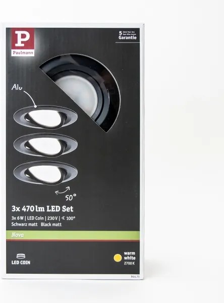SET 3x corp de iluminat încastrat pentru baie LED/6W IP23 NOVA 230V Paulmann 94471