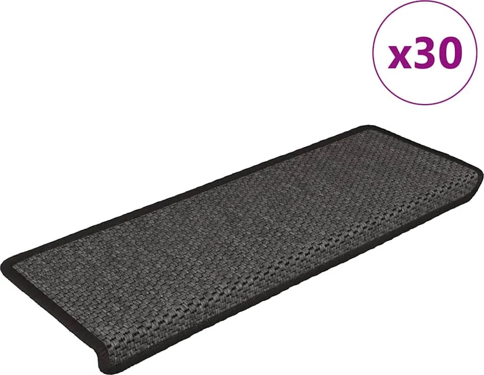 vidaXL Covorașe autoadezive scări 30 buc antracit 65x21x4 aspect sisal