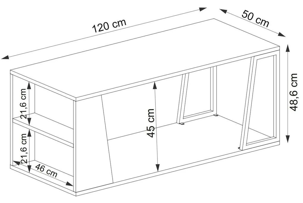 Măsuță de cafea Nidupe 2 (stejar zafir + negru) . 1093295