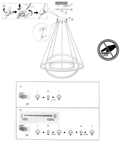 Lustră LED dimabilă suspendată pe cablu CIRCLE LED/15W/230V + LED/20W + LED/25W