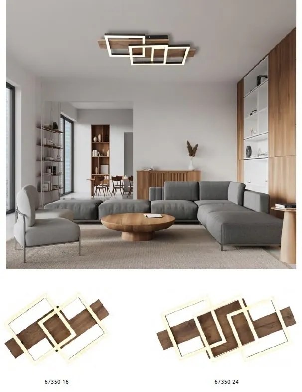 Plafoniera LED design slim JEFFRY aspect lemn 67350-24 GL