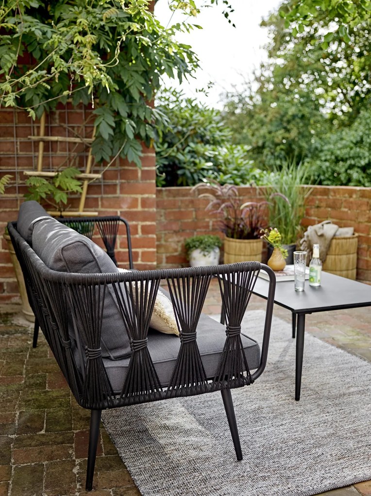 Canapea de exterior, neagra, din metal Pavone