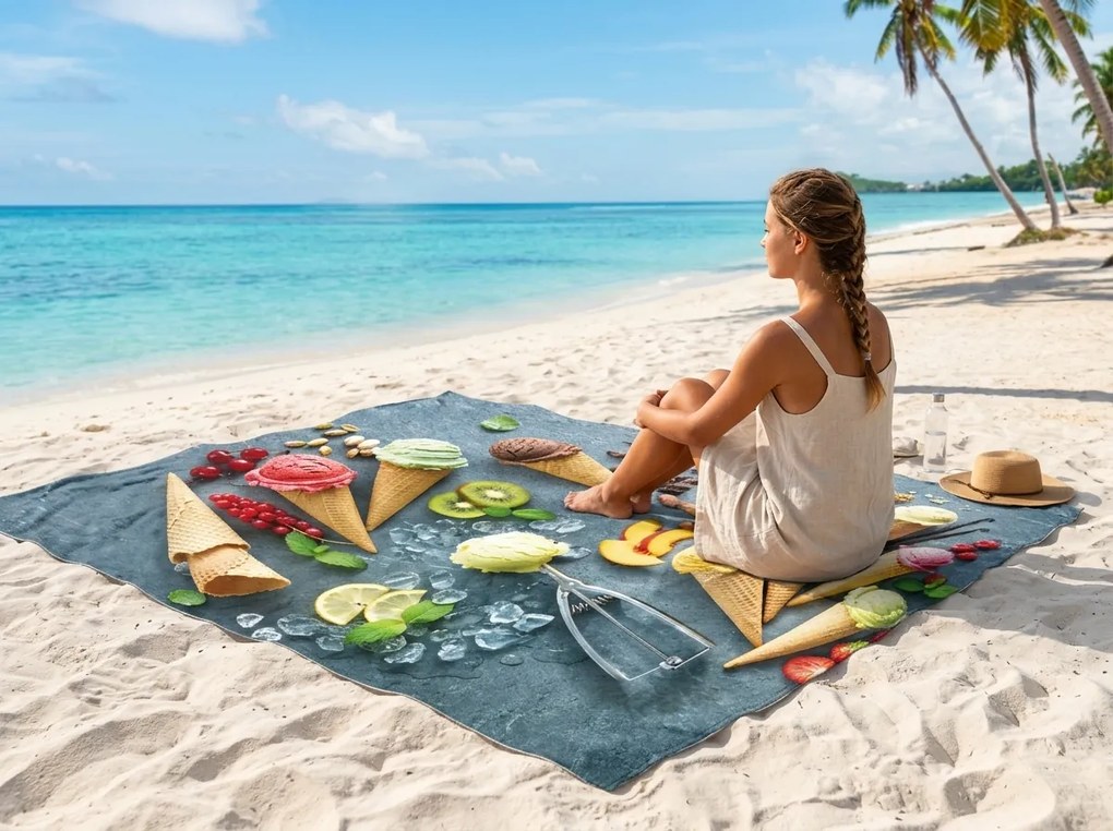 Prosop de plaja XXL cu uscare rapida GELATTO colorat 150 x 210 cm, 100% microfibra