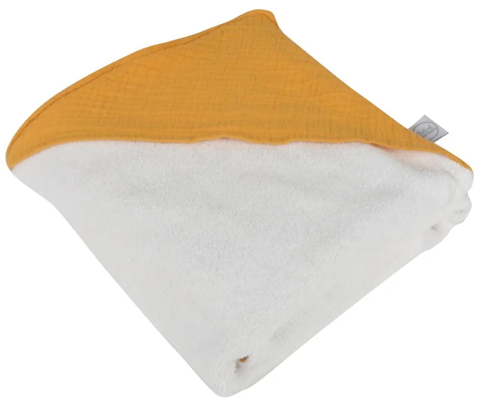 Prosop cu glugă pentru copii galben din muselină 75x75 cm – Bébé Douceur