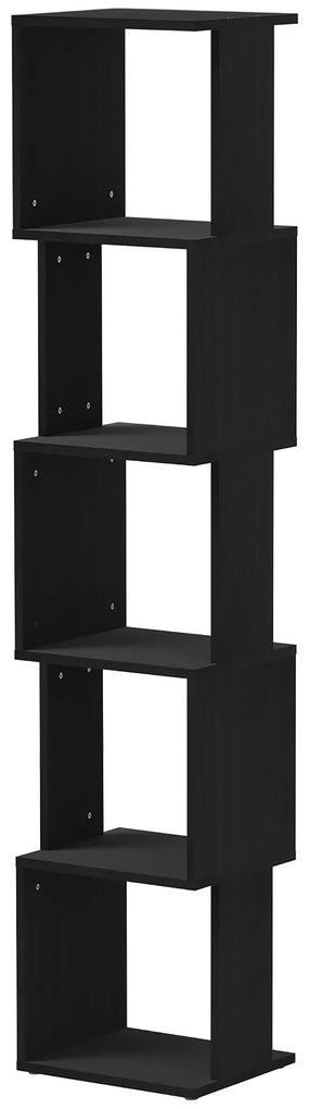 HOMCOM Bibliotecă raft Design Modern cu 5 Nivele - Depozitare Practică pentru Casa sau Birou, negru | Aosom Romania