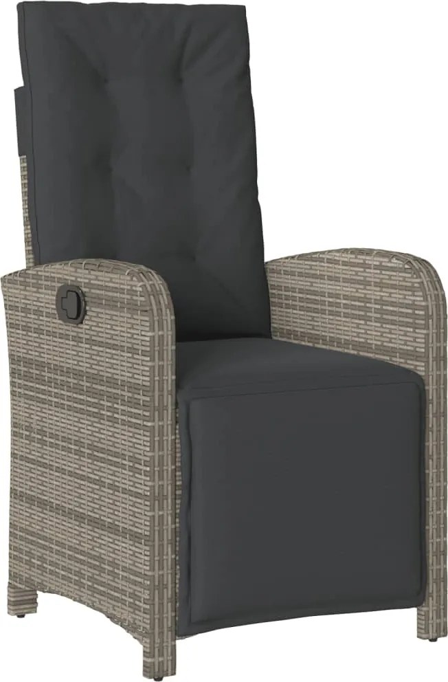 vidaXL Scaun de grădină rabarabil cu suport picioare, gri, poliratan