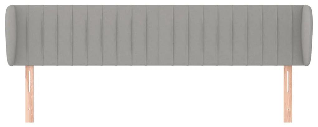 Tablie de pat cu aripioare gri deschis 163x23x78 88 cm textil 1, Gri deschis, 163 x 23 x 78 88 cm