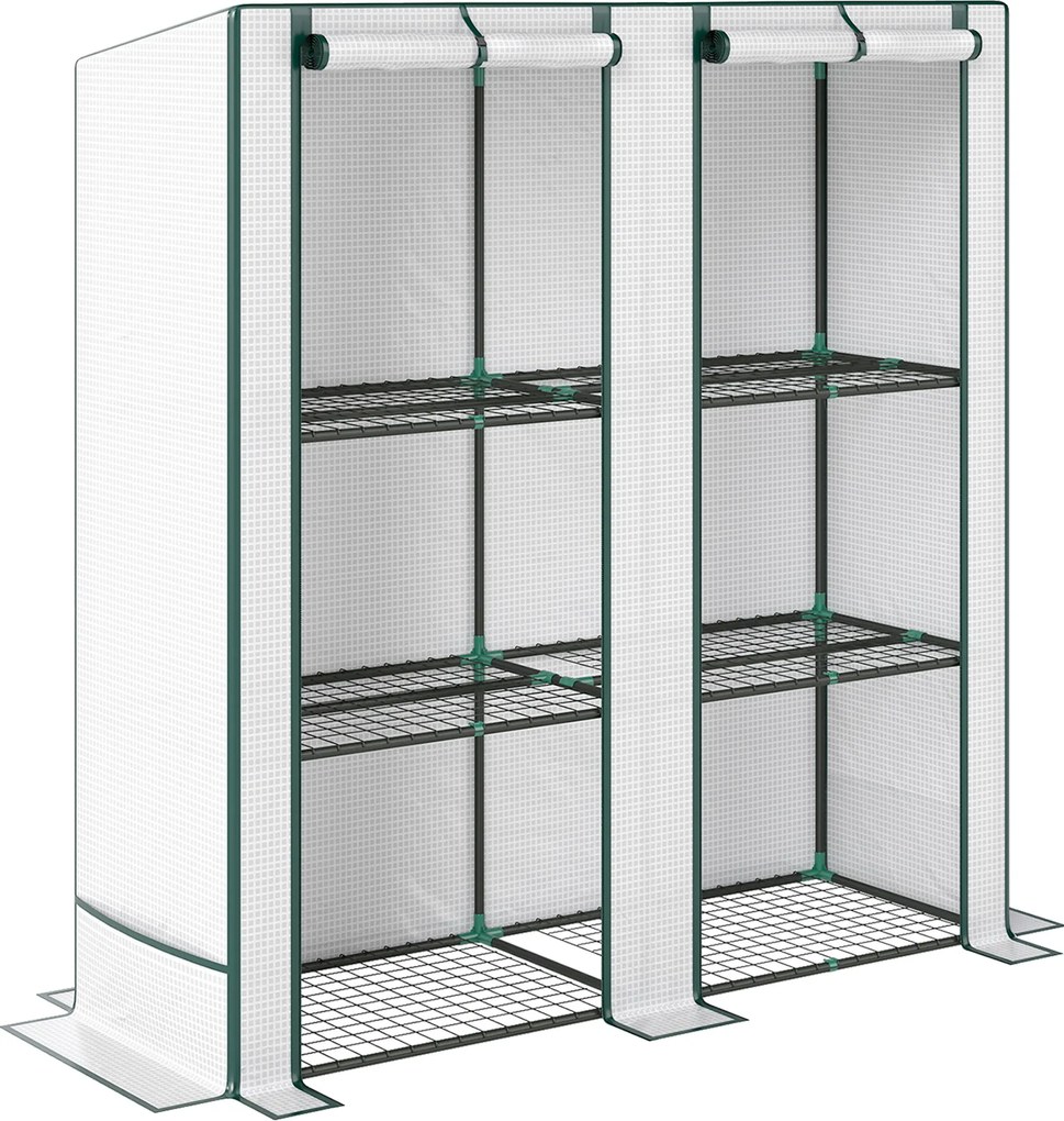 Outsunny Seră Aplicată, din PE Consolidată,, 144 x 48 x 152 cm, Alb | Aosom Romania