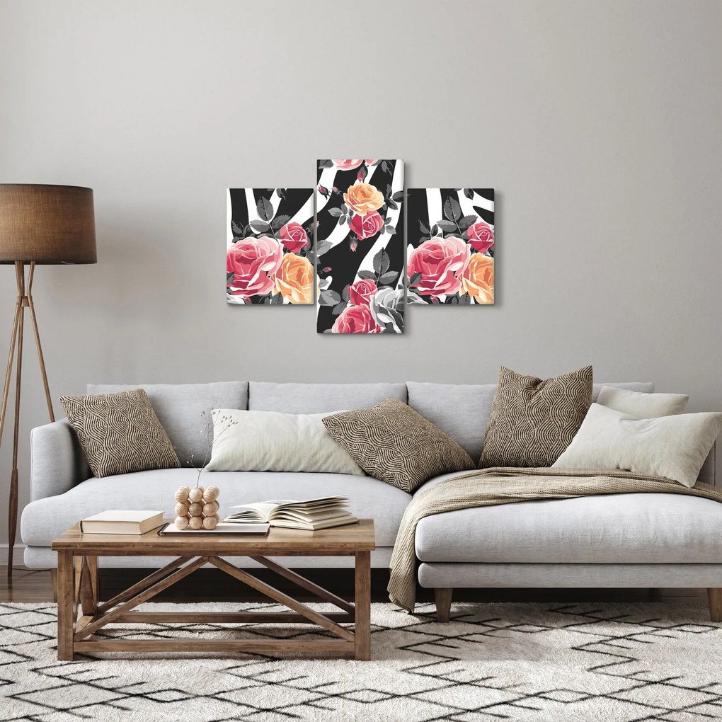 Tablou cu trandafiri înfloriți (90x60 cm)