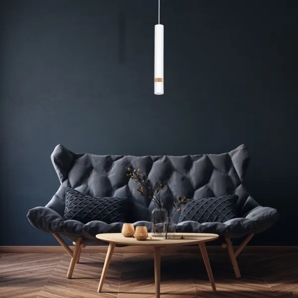 Lustră pe cablu JOKER WHITE WOOD 1xGU10/8W/230V