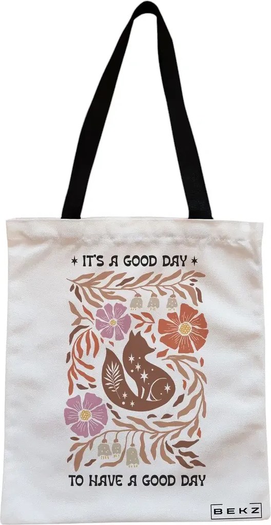 Sacosa de Panza pentru Cumparaturi, Geanta Tote, Boho Style 5, Cu fermoar, 38x34.5 cm, Alba, BEKZ®