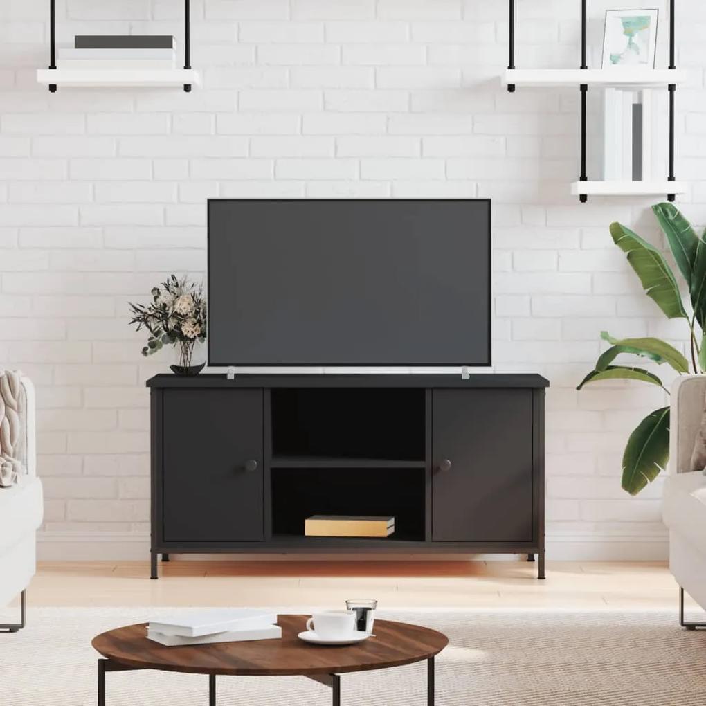 Comoda TV, negru, 100x40x50 cm, lemn prelucrat