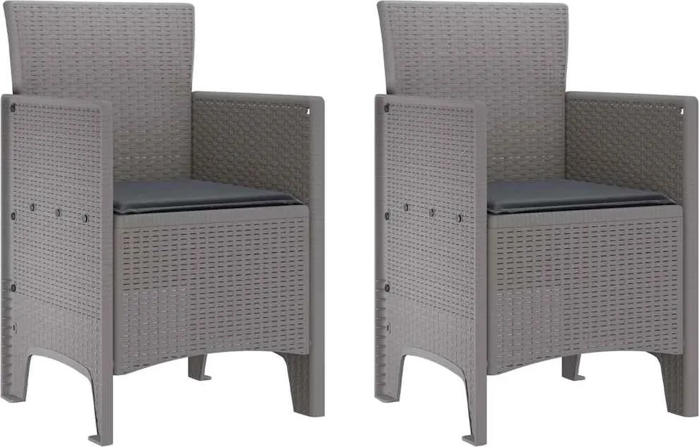 vidaXL Scaun pentru Grădină cu pernă 2 pcs Gri deschis