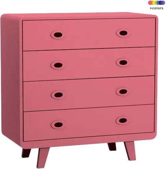 Comoda roz din lemn de pin si MDF pentru copii 90 cm Toi & Moi Laurette