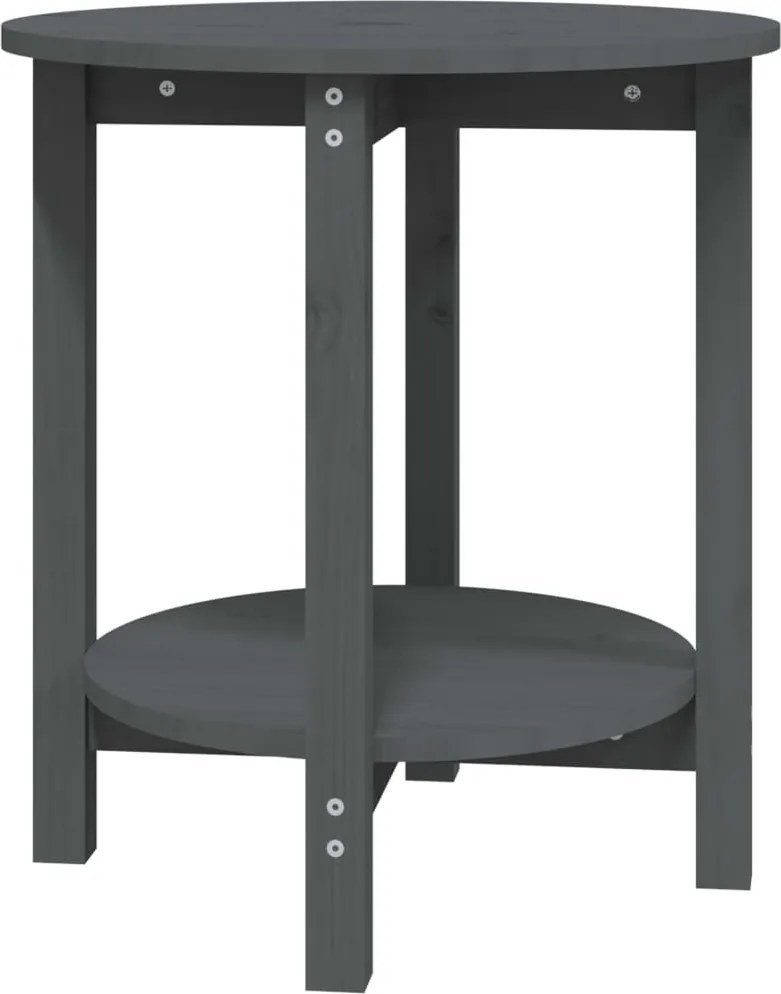 vidaXL Măsuță de cafea, gri, Ø 55x60 cm, lemn masiv de pin