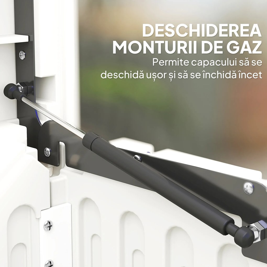 Outsunny Cufăr de Exterior de 140L Impermeabil cu Design Canelat și 2 Pistoane cu Gaz, 140x68x68 cm, Alb | Aosom Romania