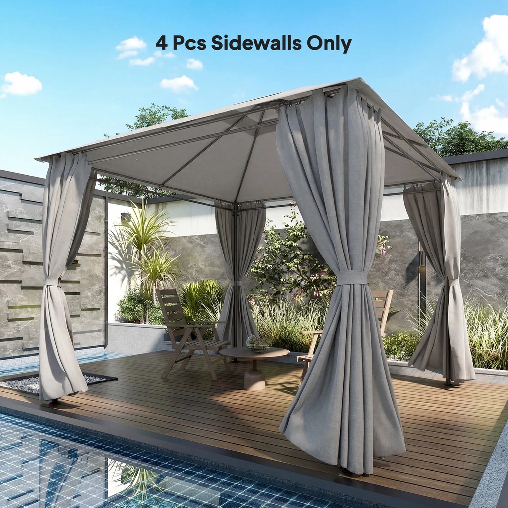 Outsunny 4 panouri laterale pentru pavilion 3x3 m panouri pentru cort cu 8 ferestre protecție UV 30+ impermeabil gri deschis | Aosom Romania