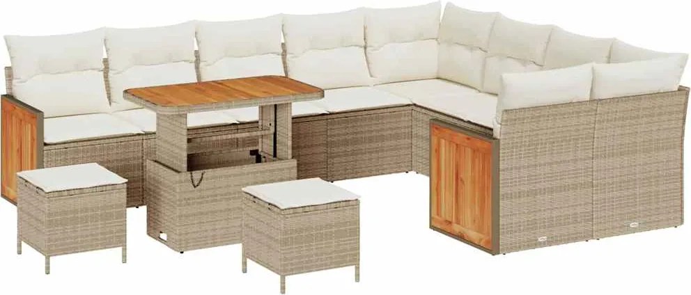 vidaXL Set de canapele pentru grădină 13 pcs Bej și crem poliratan