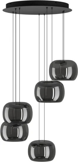 Eglo 390434 - Lustră LED dimmabilă pe cablu HORTUNAS 5xLED/5,8W/230V negru/fumuriu