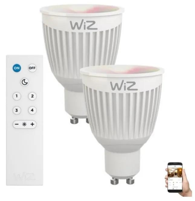 SET 2x bec LED RGBW dimabil GU10/6,5W/230V 2200-6500K Wi-Fi WiZ + telecomandă