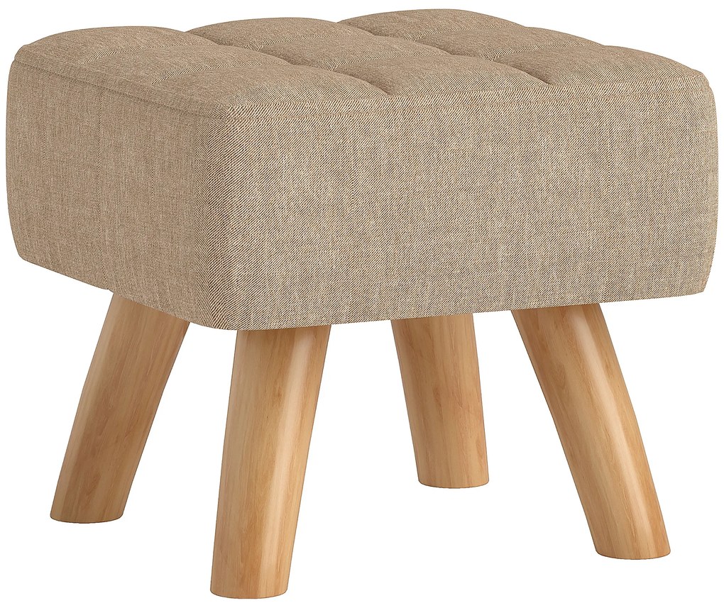 HOMCOM Repose pied salon ottoman scaun căptușit în material textil cu picioare din lemn 27 x 27 x 26 cm marron clair | Aosom Romania