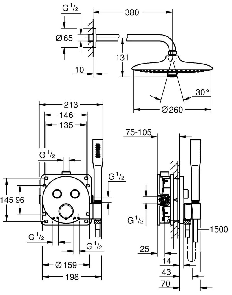 Grohe Precision Smartcontrol set de dus ascuns cu termostat da crom 34878000