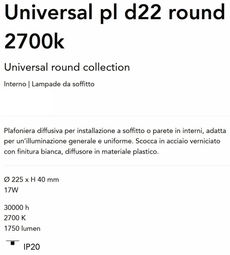 Plafoniera LED perete/tavan Universal pl d22 round 2700k