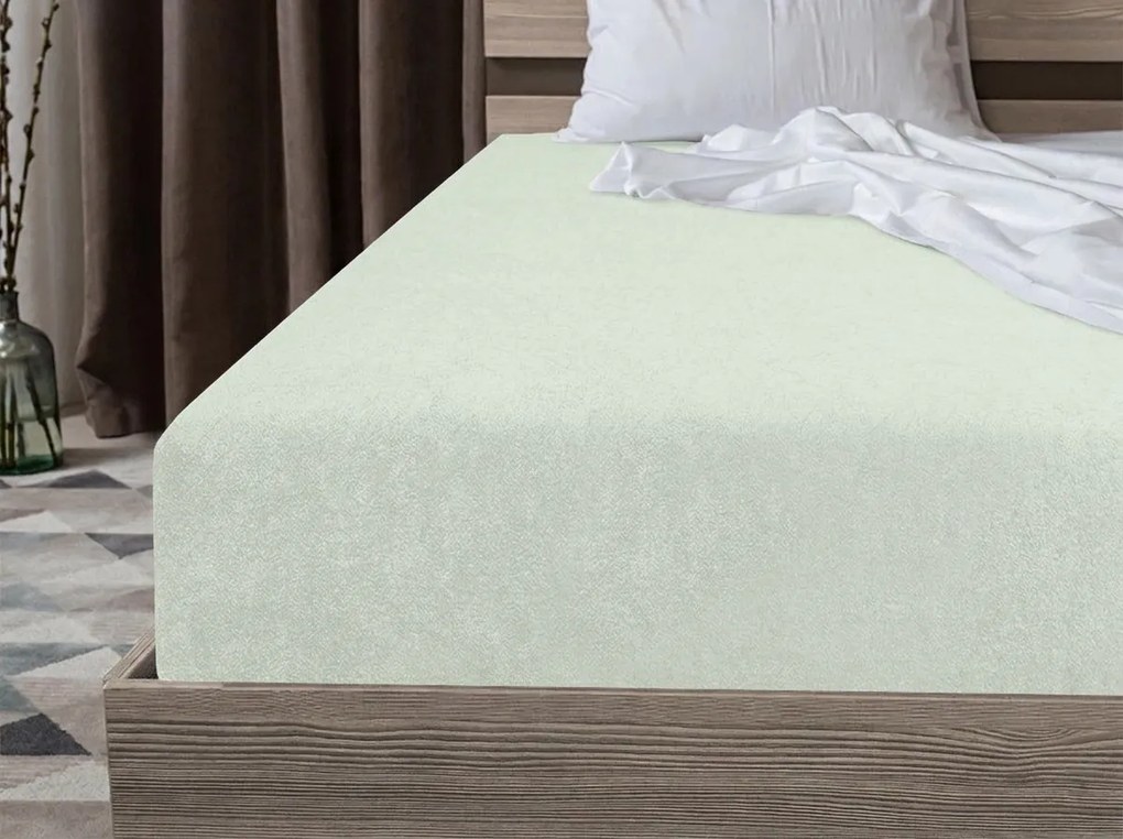 Cearșaf din fleece cu elastic MOLTON, mentol deschis, 90 x 200 cm
