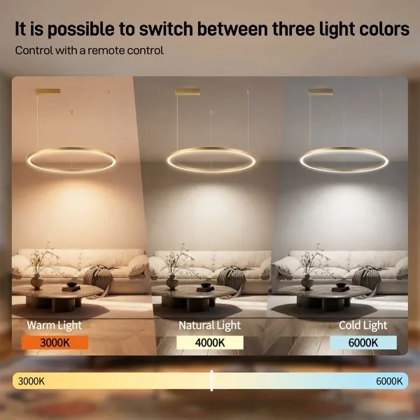 Brilagi - Lustră LED dimabilă PORTOFINO pe cablu, LED/60W/230V, Ø 80 cm, auriu, cu telecomandă