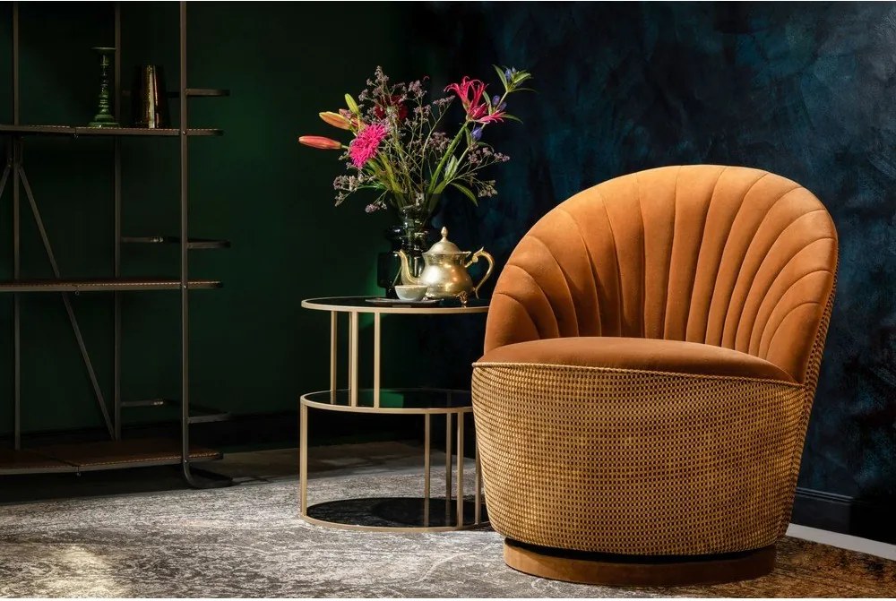 Fotoliu catifea Dutchbone Madison, maro