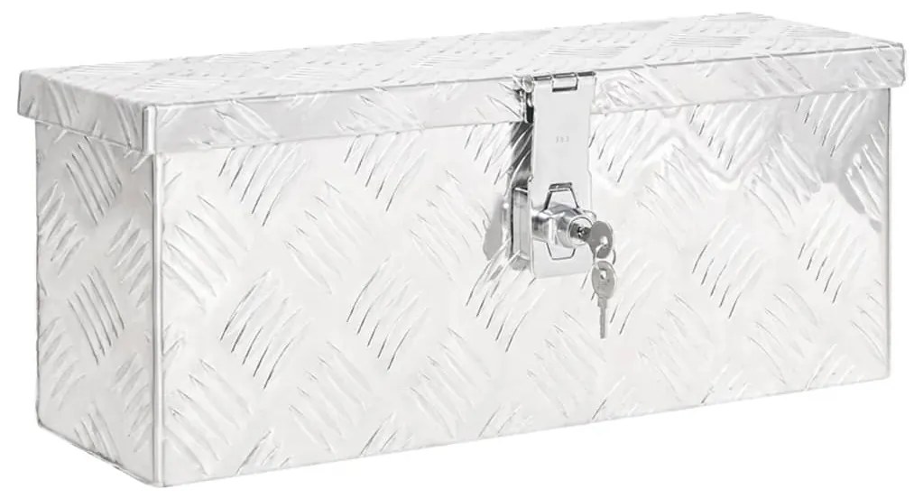 vidaXL Cutie de depozitare, argintiu, 50x15x20,5 cm, aluminiu