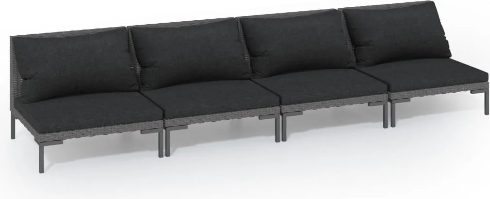 vidaXL Set mobilier de grădină cu perne, 4 piese gri închis, poliratan