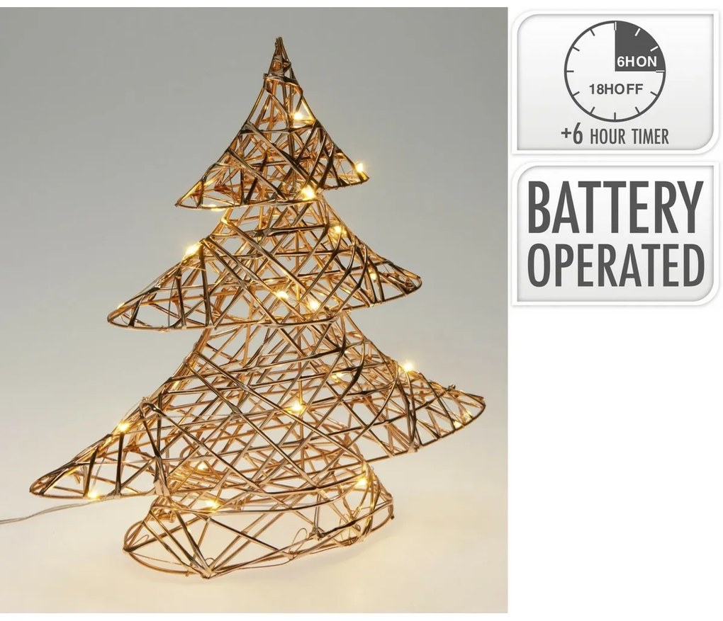Brad de Crăciun luminos Champagne, 30 x 30 cm, 20micro LED, cu baterii