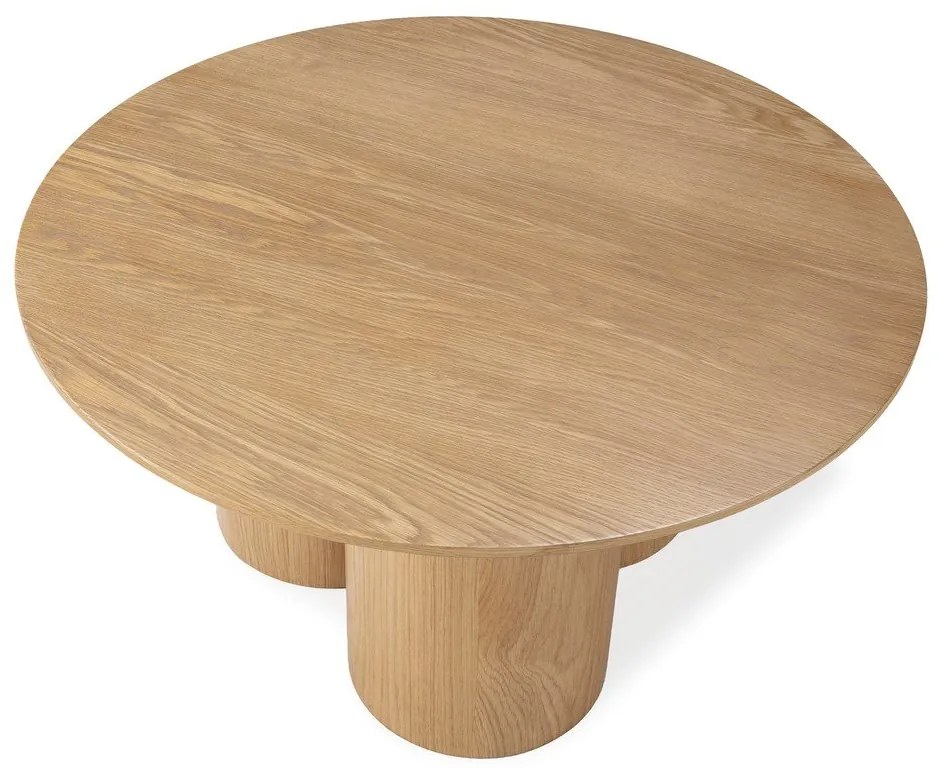 Măsuță de cafea în culoare naturală rotundă cu aspect de lemn de stejar ø 80 cm Lua – MOME