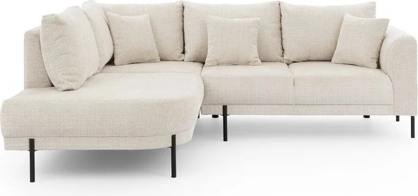 Colțar bej cu tapițerie din chenille (cu colț pe partea stângă/în formă de ”L”) Mauris – Ropez