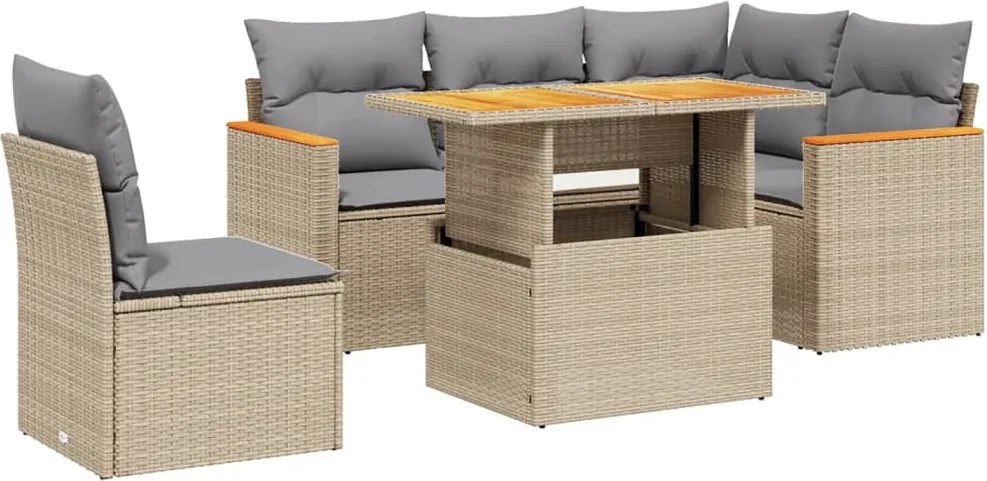 vidaXL Set canapele de grădină cu perne, 6 piese, bej, poliratan