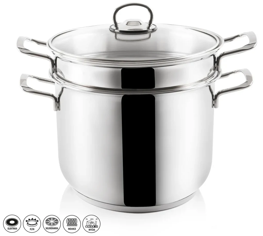 Oală de paste Orion Anett, 3 piese, din inox, 6 l